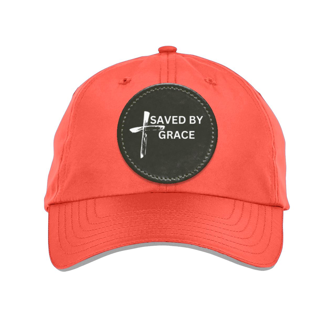 Saved By Grace Black Background Ball Cap