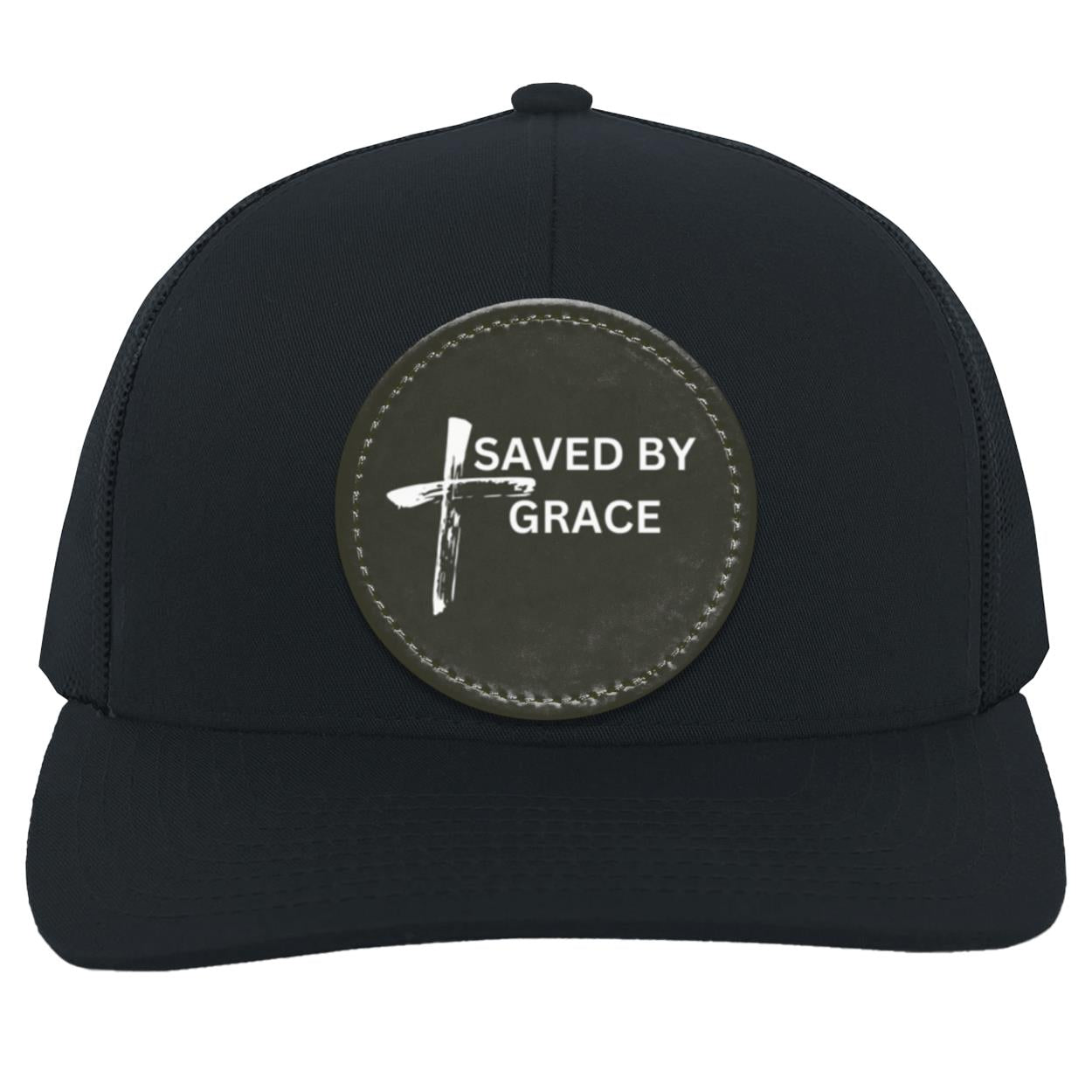 Saved By Grace Black Background Ball Cap