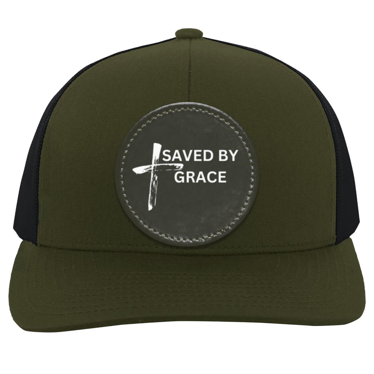 Saved By Grace Black Background Ball Cap