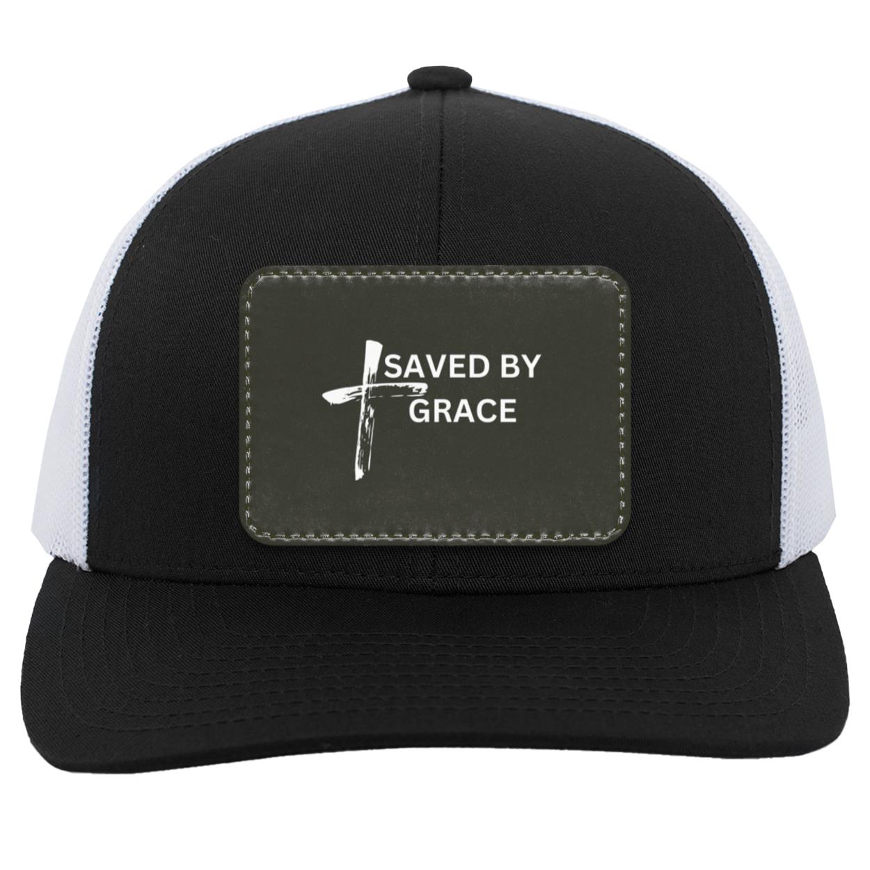 Saved By Grace Black Background Ball Cap