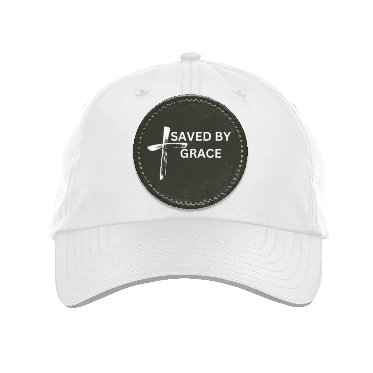 Saved By Grace Black Background Ball Cap