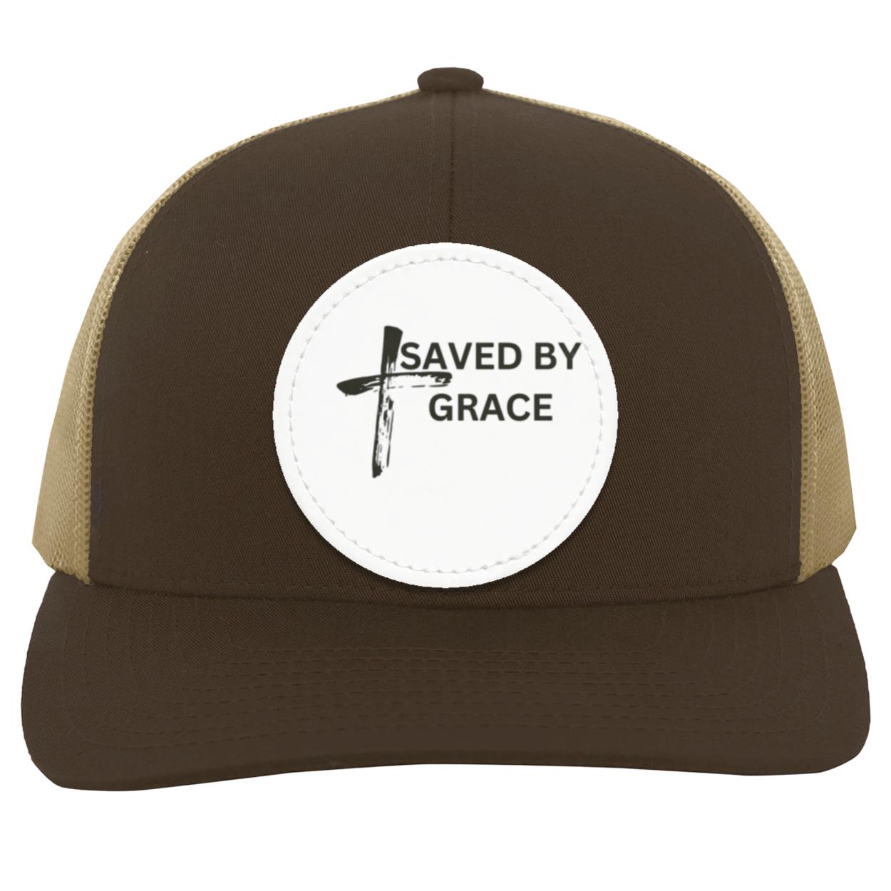 Saved By Grace White Background Ball Cap