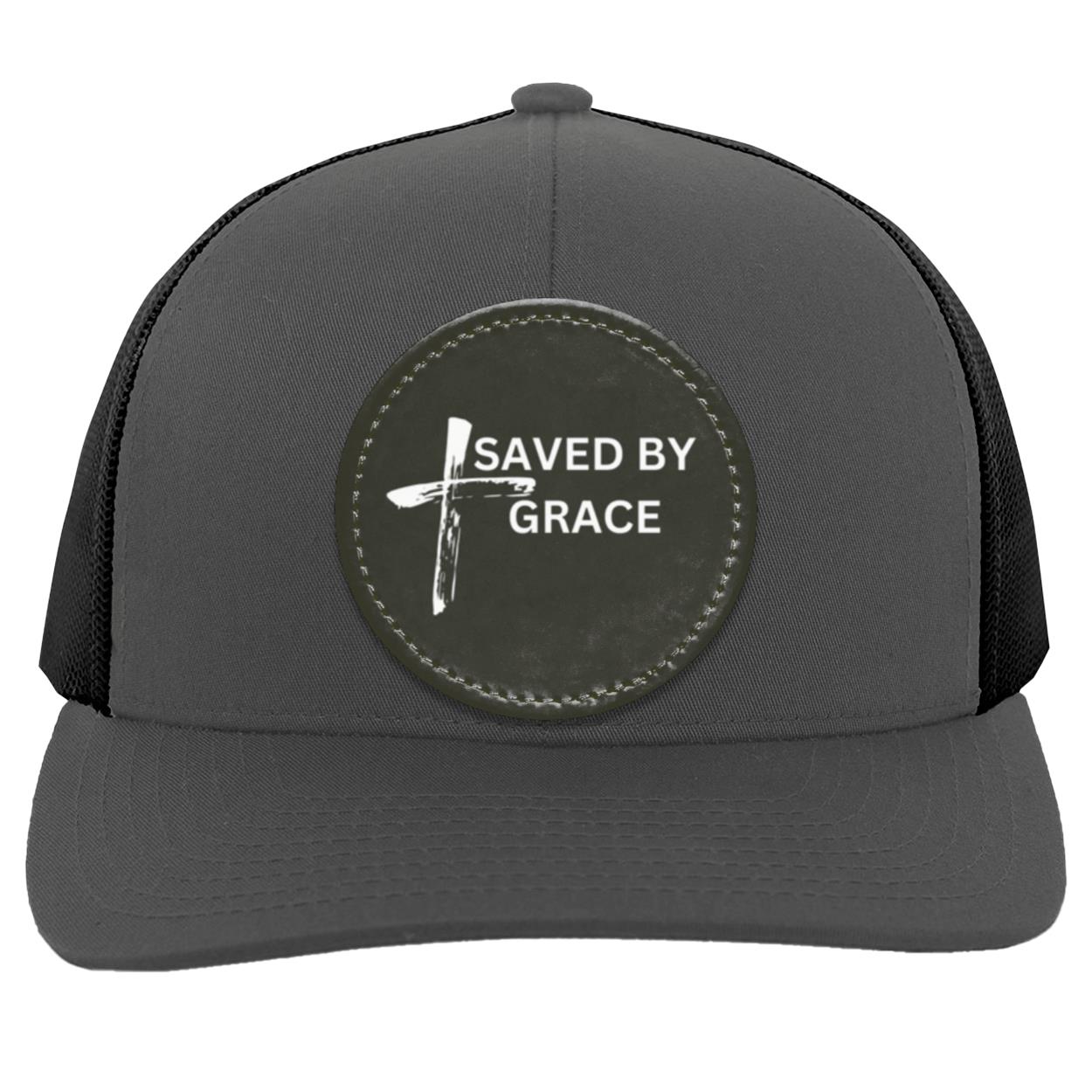 Saved By Grace Black Background Ball Cap