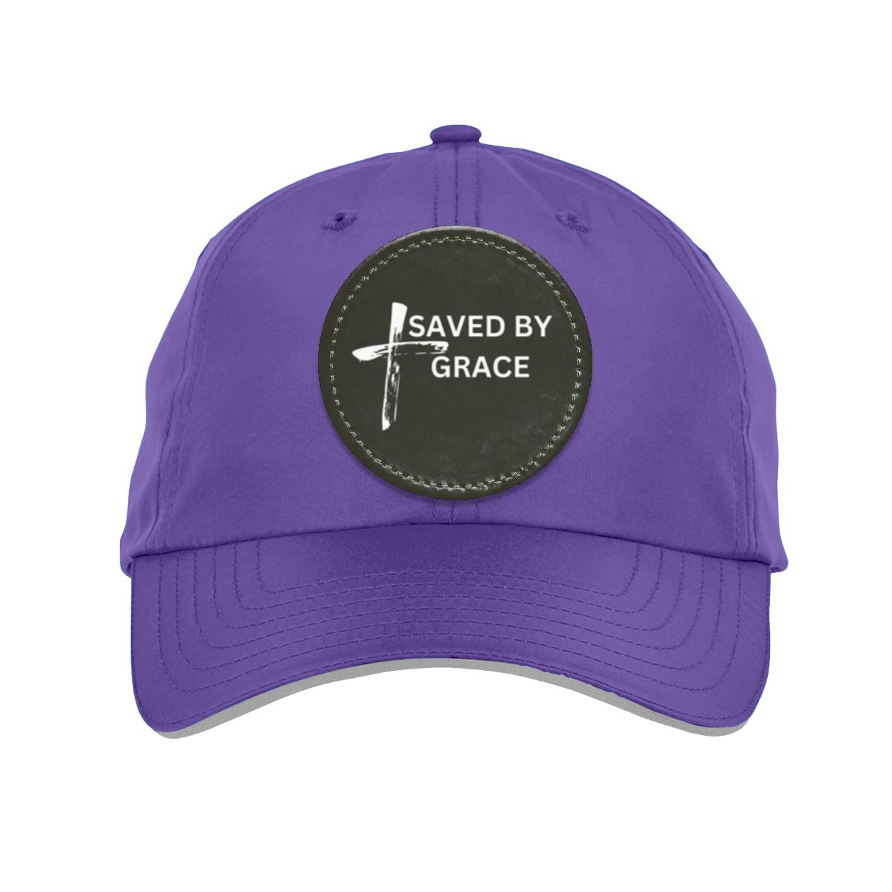 Saved By Grace Black Background Ball Cap