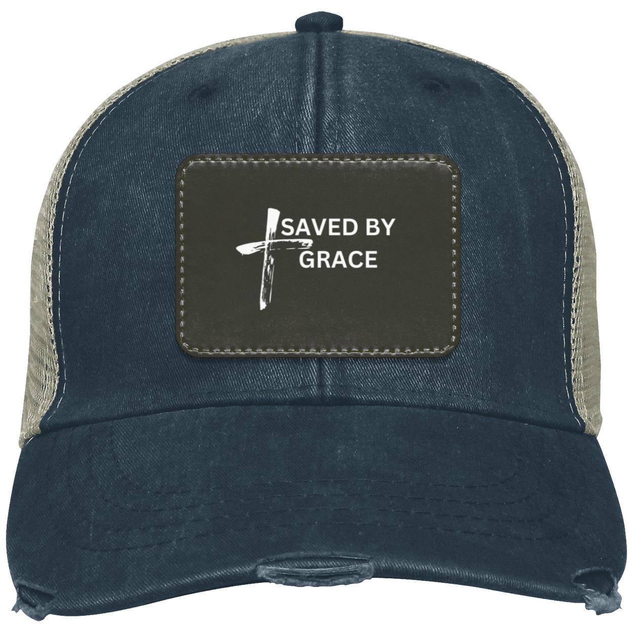 Saved By Grace Black Background Ball Cap