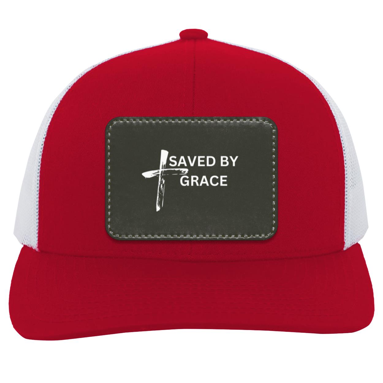 Saved By Grace Black Background Ball Cap