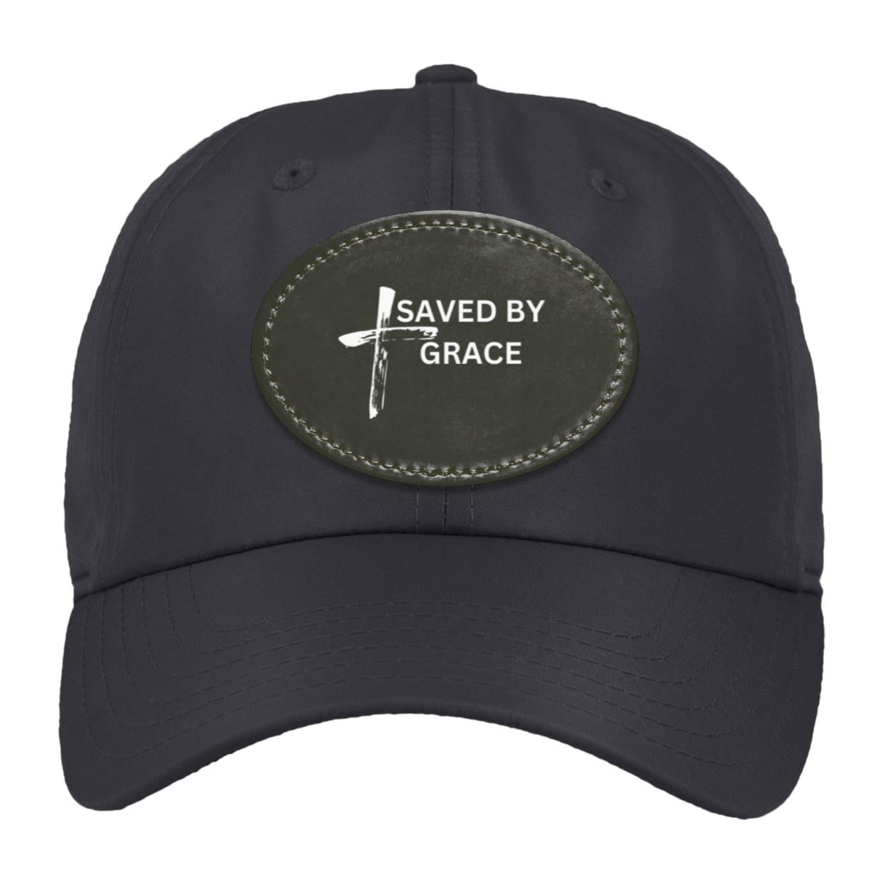 Saved By Grace Black Background Ball Cap