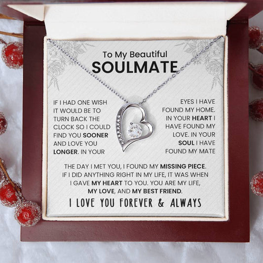 To My Beautiful Soulmate | I Love You, Forever & Always - Forever Love Necklace