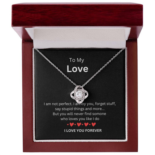 My Love- I'm Not Perfect Love Knot Necklace