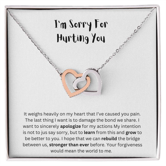 I'm Sorry For hurting you interlocking heart necklace