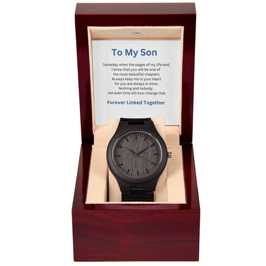 Son We are Forever Linked  Together Wooden Watch