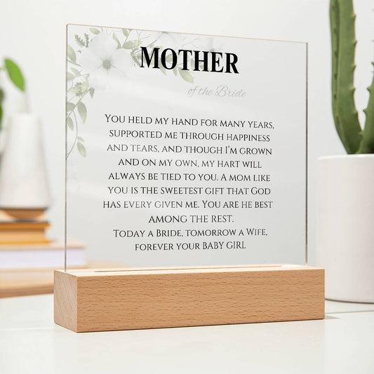 Mother of the Bride from your Baby Girl Acrylic Plaque