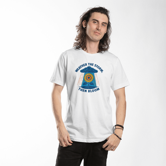 Weather the Storm Then Bloom – Inspirational Graphic Tee