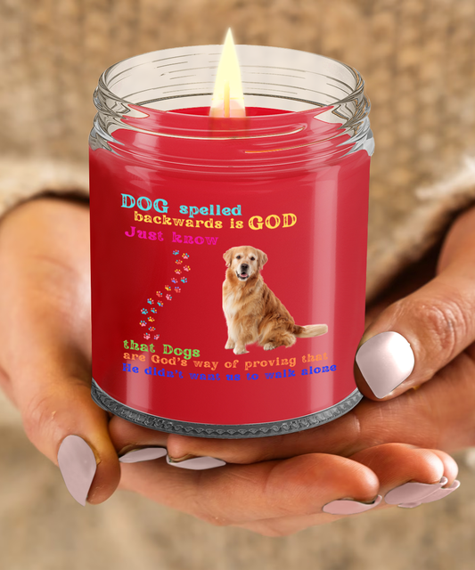 "Dog Spelled Backwards is God" Candle – A Tribute to Unconditional Love